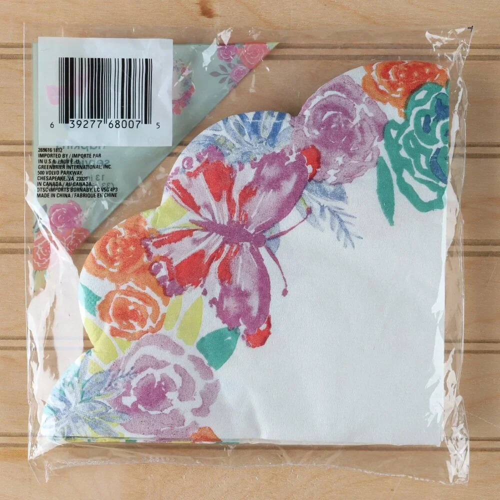 32 Decorative Springtime Napkin Bundle - Two Designs - Scalloped Edges